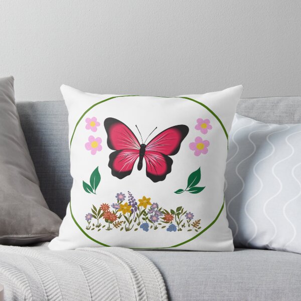 Item preview, Pink Butterfly Floral Botanical Circle designed and sold by Marathidesigns.