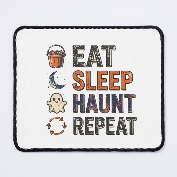 Item preview, Eat Sleep Haunt Repeat Funny Ghost Halloween Tee designed and sold by Worn and Witty.