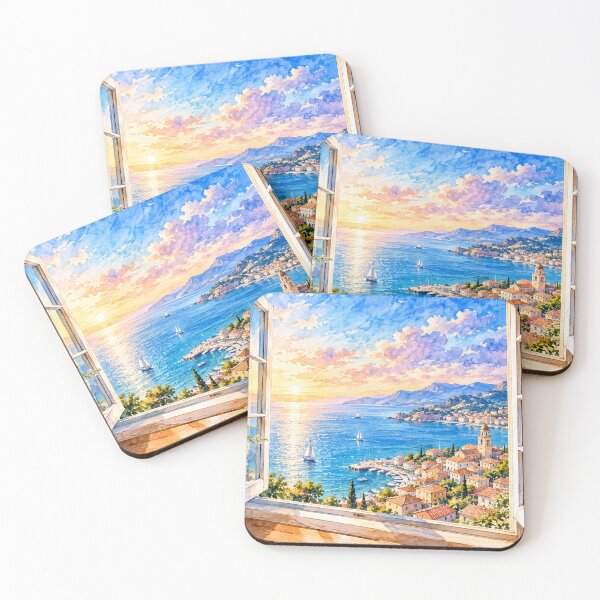 Item preview, Mediterranean Coastal View From Open Window Painting designed and sold by Mhop2.