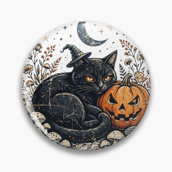 Item preview, Witchy Black Cat Pumpkin Cottagecore Halloween designed and sold by Worn and Witty.