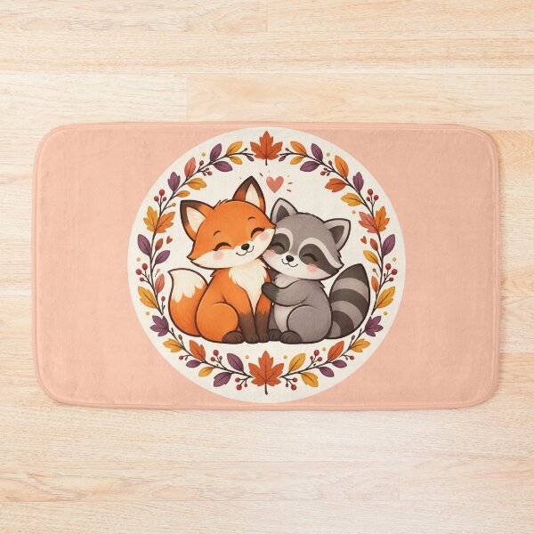 Item preview, Cute Fox and Raccoon Autumn Friendship Art designed and sold by GusiaTreasures.