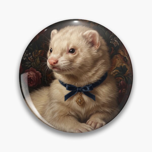 Item preview, Regal Ferret Portrait with Blue Ribbon Bow designed and sold by Real Beast Art.