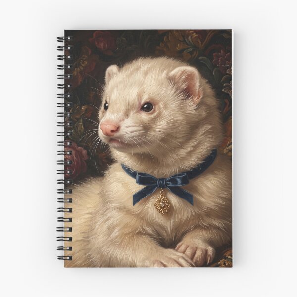 Item preview, Regal Ferret Portrait with Blue Ribbon Bow designed and sold by Real Beast Art.