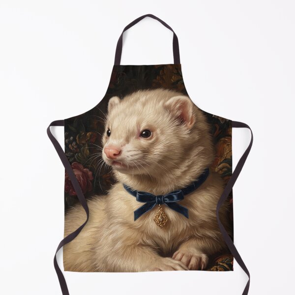 Item preview, Regal Ferret Portrait with Blue Ribbon Bow designed and sold by Real Beast Art.