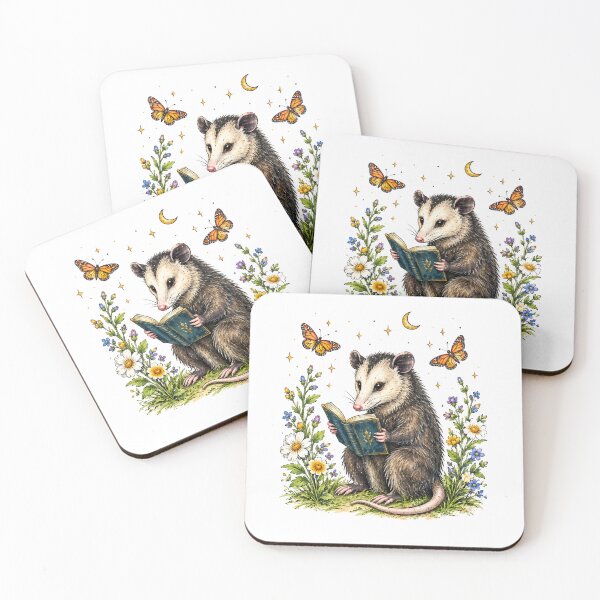Item preview, Opossum Reading A Book Among Wildflowers Garden designed and sold by Moizento.
