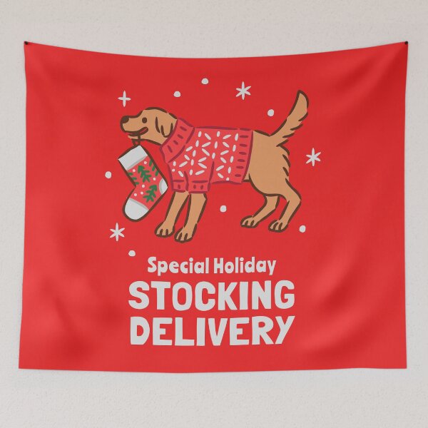 Item preview, Golden Retriever holding Christmas Stocking in Mouth designed and sold by monkik.
