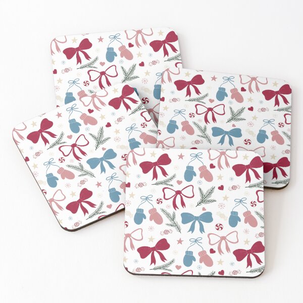 Item preview, Cute Cozy Winter Mittens Bows Pattern Design designed and sold by DiNata.