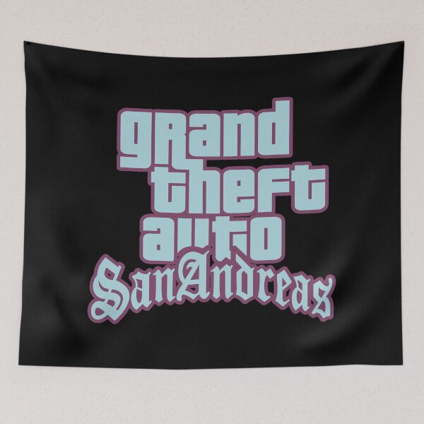 Item preview, GTA Grand Theft Auto Logo San Andreas SA Pastel Blue and Red designed and sold by BubblePopRed.