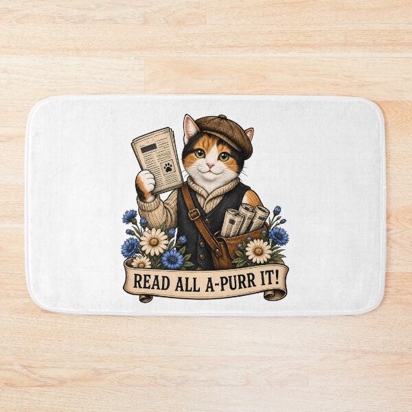 Item preview, Read All APurr It Newsboy Cat Art designed and sold by Old's Cool Cat Studio.