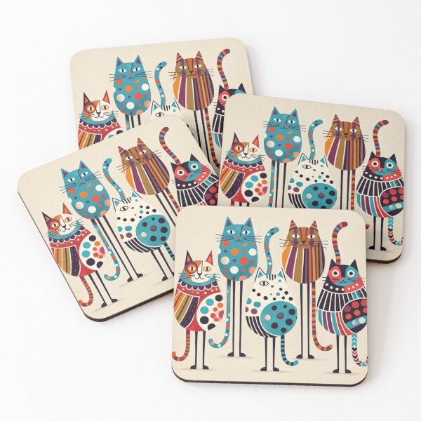 Item preview, Whimsical Folk Art Cats | Retro Inspired illustration  designed and sold by Sakshiartwork.