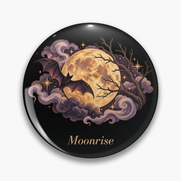Item preview, Moonrise Bat Full Moon Gothic Art designed and sold by mycute-stickers.