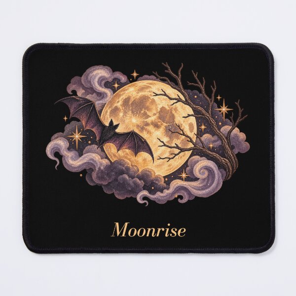 Item preview, Moonrise Bat Full Moon Gothic Art designed and sold by mycute-stickers.