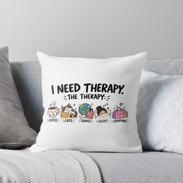 Item preview, I Need Therapy – Coffee, Cats, Travel, Sleep & Shopping designed and sold by zmsl.