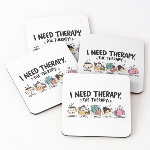 Item preview, I Need Therapy – Coffee, Cats, Travel, Sleep & Shopping designed and sold by zmsl.