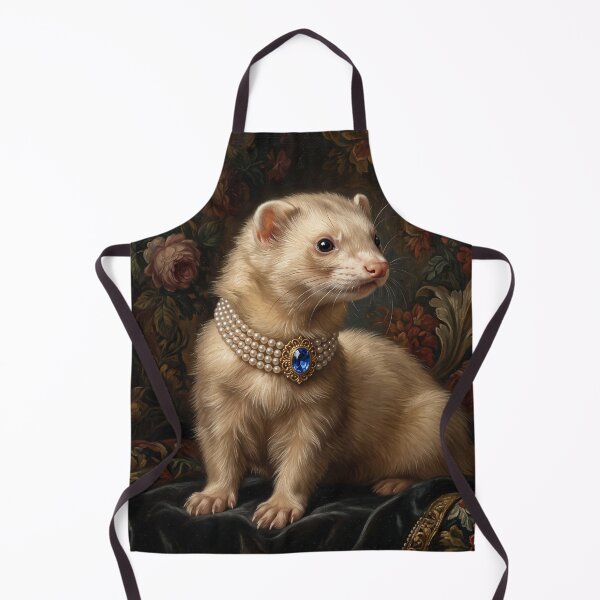 Item preview, Regal Ferret Portrait with Sapphire Pearl Necklace designed and sold by Real Beast Art.