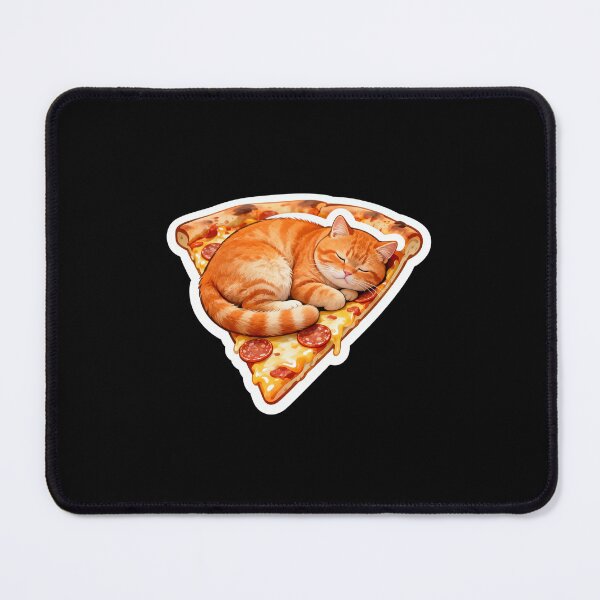 Item preview, Cute Orange Cat Napping on a Cheesy Pepperoni Pizza Slice  designed and sold by Elite Wall Art.