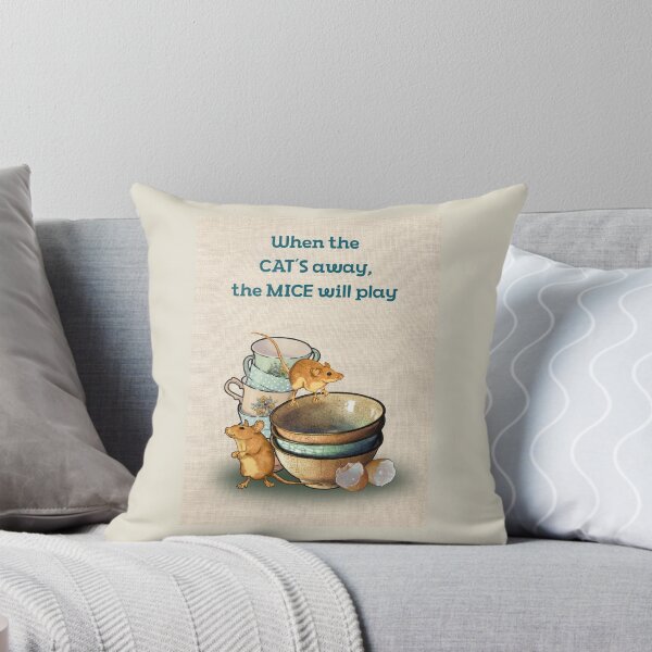 Item preview, When the Cat's Away the Mice Will Play, Mice Playing on Dishes, Pests designed and sold by JoyfulWhimsy.