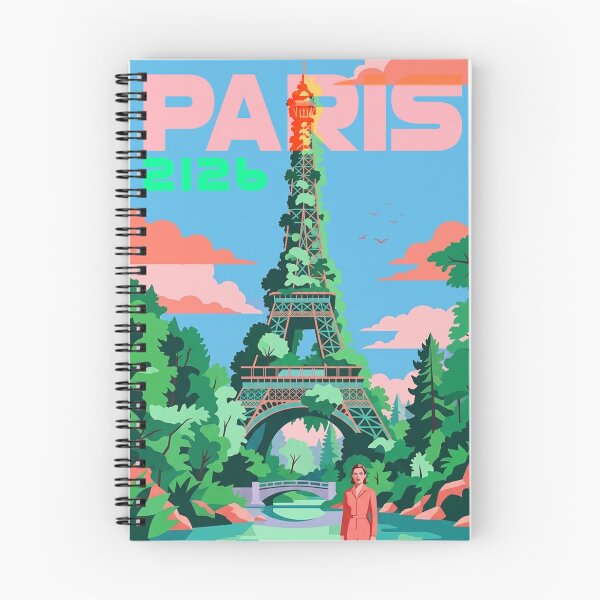 Item preview, Paris 2126 Solarpunk Eiffel Tower - Futuristic Travel Poster Art designed and sold by Silly Goose Party.