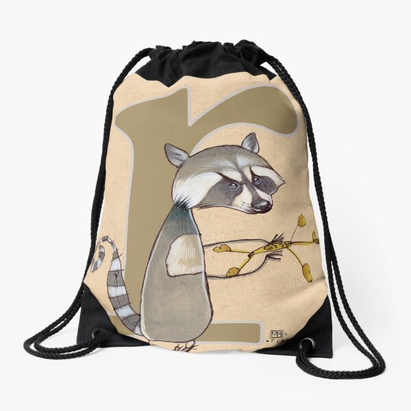 R is for RACCOON Drawstring Bag