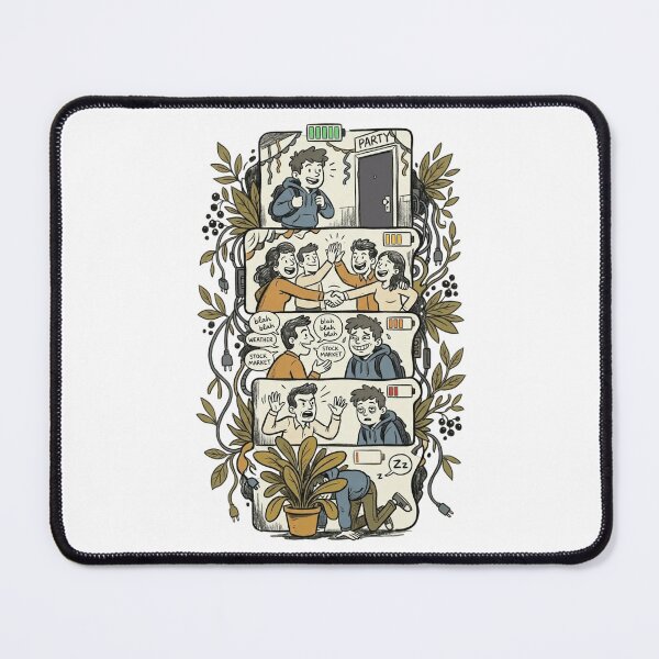 Item preview, Social Battery Low Introvert Hiding Behind Plant Art designed and sold by mood-draftsman.