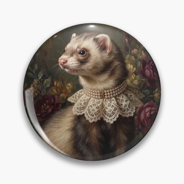 Item preview, Regal Sable Ferret Portrait with Lace Collar designed and sold by Real Beast Art.