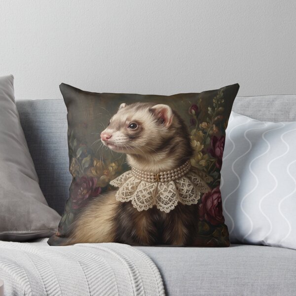 Item preview, Regal Sable Ferret Portrait with Lace Collar designed and sold by Real Beast Art.