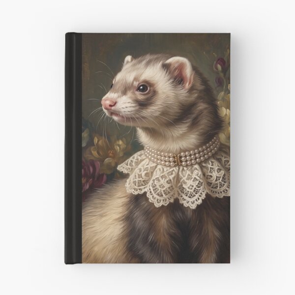 Item preview, Regal Sable Ferret Portrait with Lace Collar designed and sold by Real Beast Art.