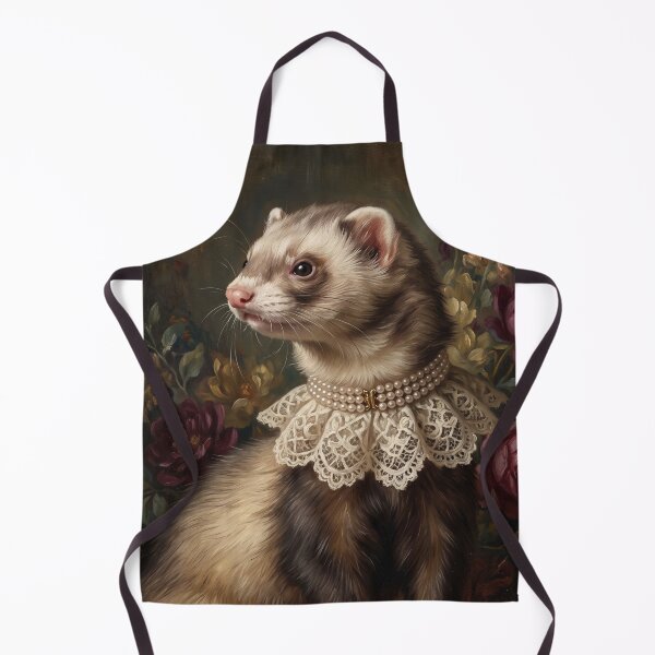 Item preview, Regal Sable Ferret Portrait with Lace Collar designed and sold by Real Beast Art.