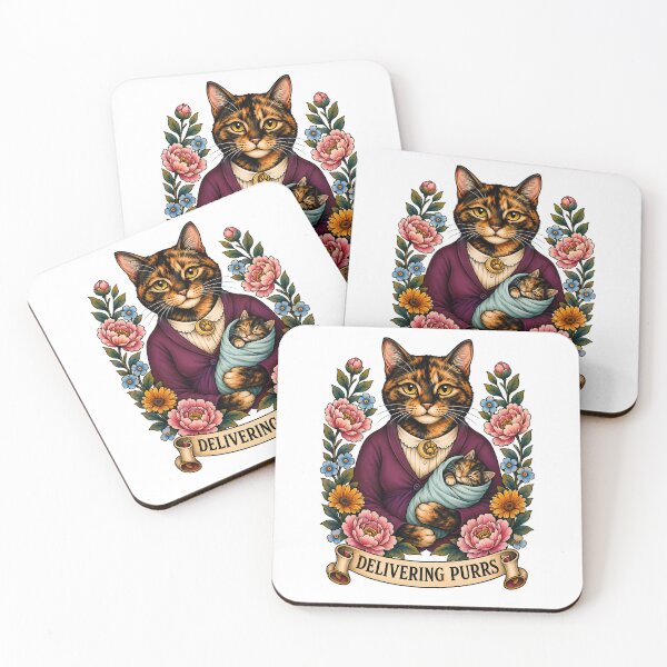 Item preview, Delivering Purrs Midwife Cat Art designed and sold by Old's Cool Cat Studio.