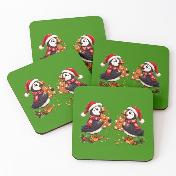Item preview, Puffins eating Christmas cookie designed and sold by Konvero.
