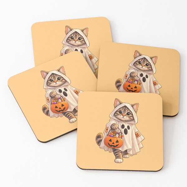 Item preview, Cute Ghost Kitten Trick or Treating - Halloween Pumpkin Art designed and sold by Silly Goose Party.