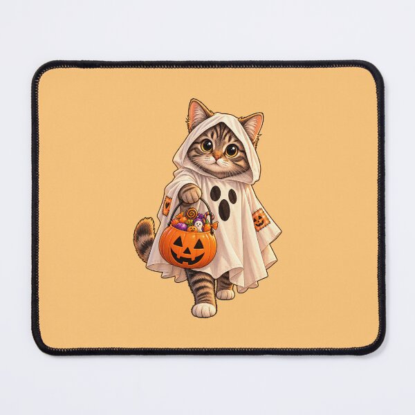 Item preview, Cute Ghost Kitten Trick or Treating - Halloween Pumpkin Art designed and sold by Silly Goose Party.
