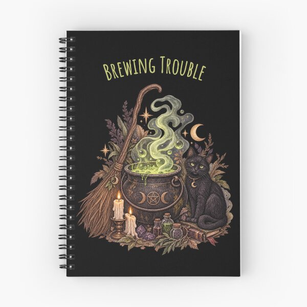 Item preview, Brewing Trouble Witch Cauldron Black Cat designed and sold by mycute-stickers.