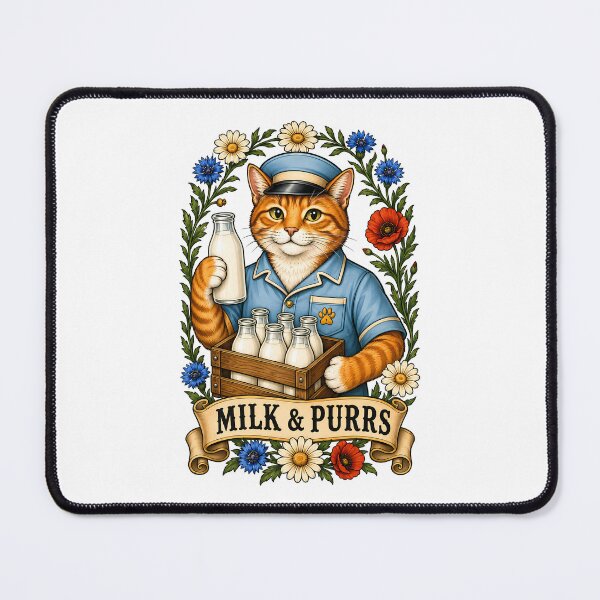 Item preview, Milk Purrs Vintage Milkman Cat Art designed and sold by Old's Cool Cat Studio.