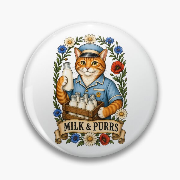 Item preview, Milk Purrs Vintage Milkman Cat Art designed and sold by Old's Cool Cat Studio.