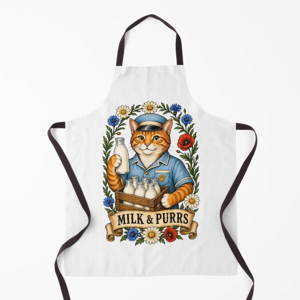 Item preview, Milk Purrs Vintage Milkman Cat Art designed and sold by Old's Cool Cat Studio.