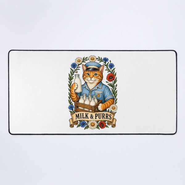 Item preview, Milk Purrs Vintage Milkman Cat Art designed and sold by Old's Cool Cat Studio.