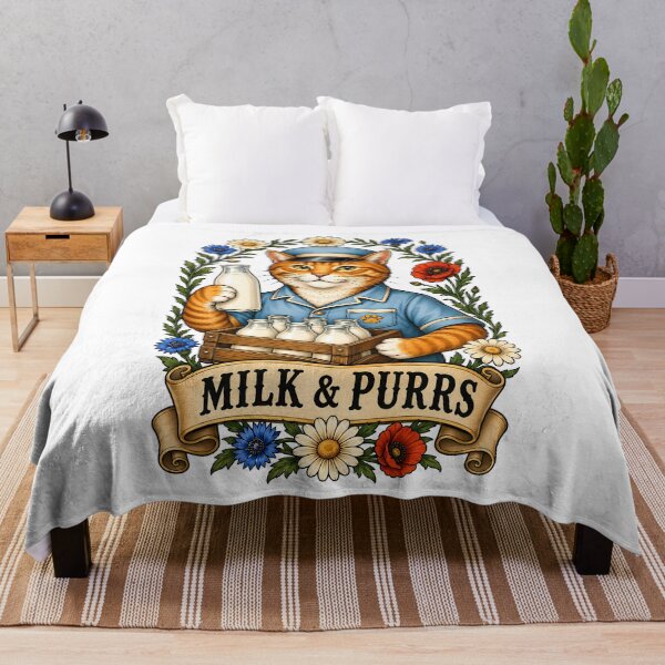 Item preview, Milk Purrs Vintage Milkman Cat Art designed and sold by Old's Cool Cat Studio.