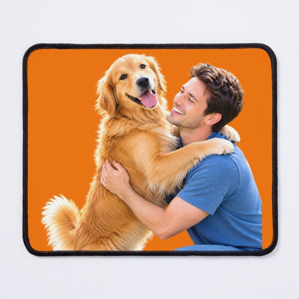Item preview, Golden Retriever Hugging Happy Man designed and sold by MagicCrystal.