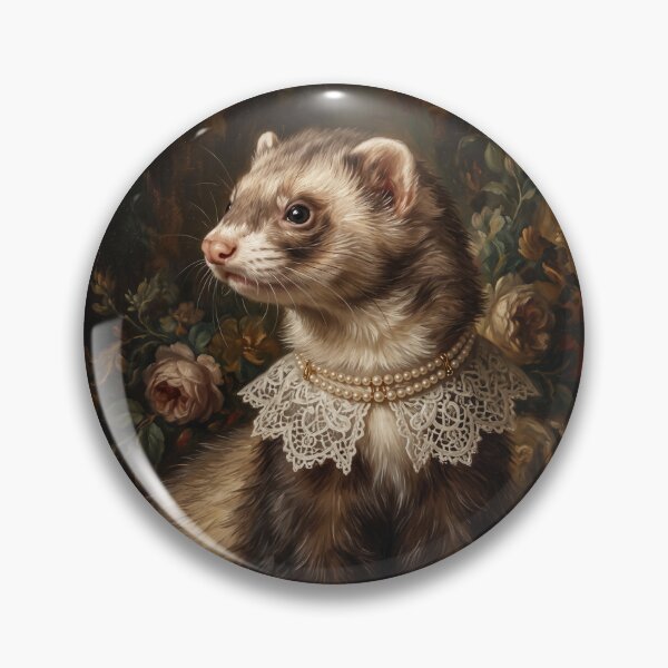 Item preview, Regal Sable Ferret Portrait with Lace Collar designed and sold by Real Beast Art.