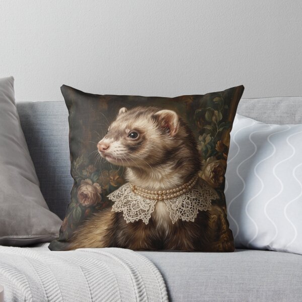 Item preview, Regal Sable Ferret Portrait with Lace Collar designed and sold by Real Beast Art.