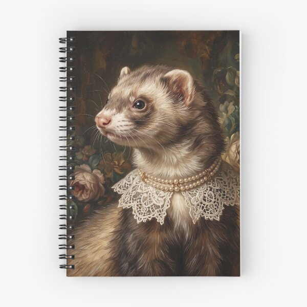 Item preview, Regal Sable Ferret Portrait with Lace Collar designed and sold by Real Beast Art.