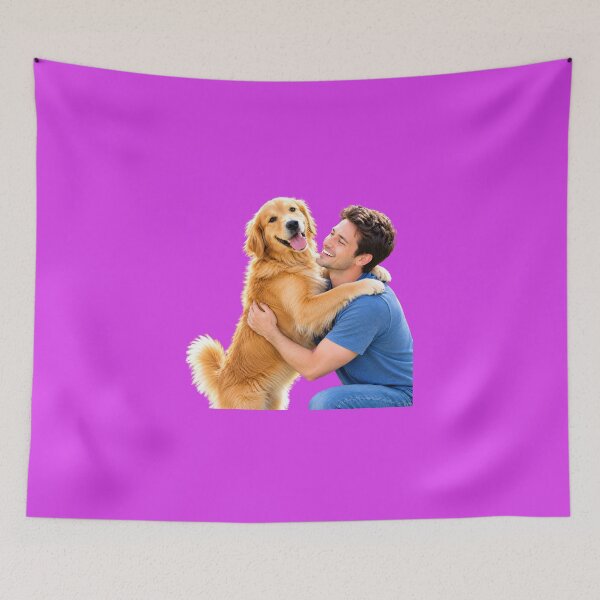 Item preview, Golden Retriever Hugging Happy Man designed and sold by MagicCrystal.