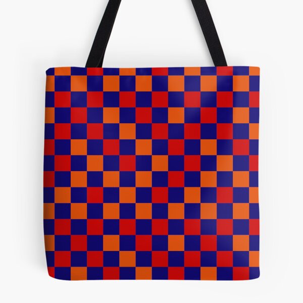 Item preview, Red Orange and Navy blue Checkered  Design   designed and sold by PatternTitan.
