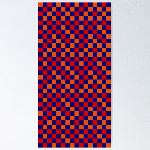 Item preview, Red Orange and Navy blue Checkered  Design   designed and sold by PatternTitan.