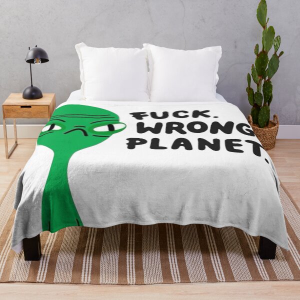 Item preview, Vulgar Green Alien Saying "F*ck Wrong Planet" Hand Drawn Art designed and sold by MakersFolly.