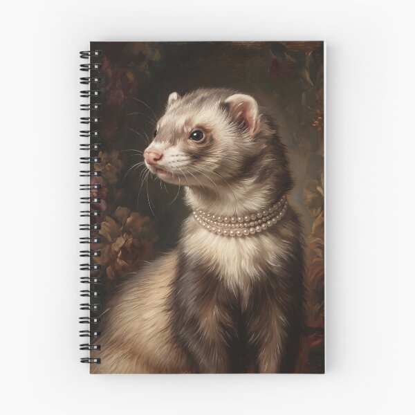 Item preview, Regal Sable Ferret Portrait with Pearl Necklace designed and sold by Real Beast Art.