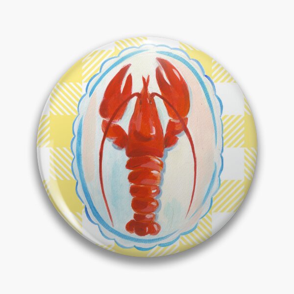 Item preview, Vintage Red Lobster on Yellow Gingham Tablecloth Foodie Art designed and sold by S-and-W-4ever.