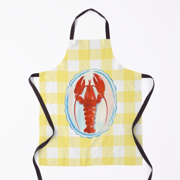 Item preview, Vintage Red Lobster on Yellow Gingham Tablecloth Foodie Art designed and sold by S-and-W-4ever.