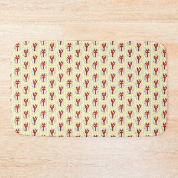 Item preview, Vintage Red Lobster on Yellow Gingham Tablecloth Foodie Art designed and sold by S-and-W-4ever.
